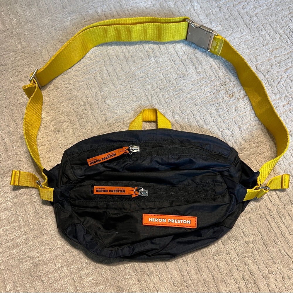 Heron Preston HP Fanny Pack Black Yellow Crossbody Made In Italy